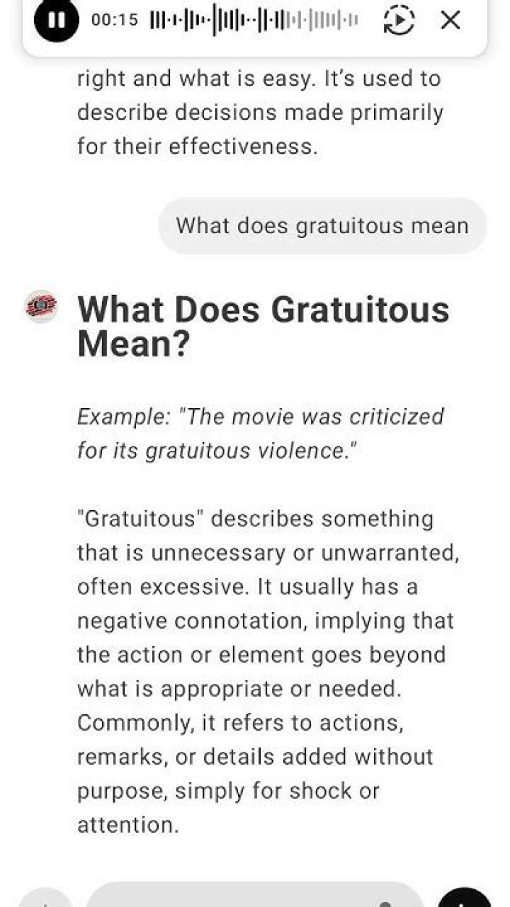Does the word gratuitous mean?
