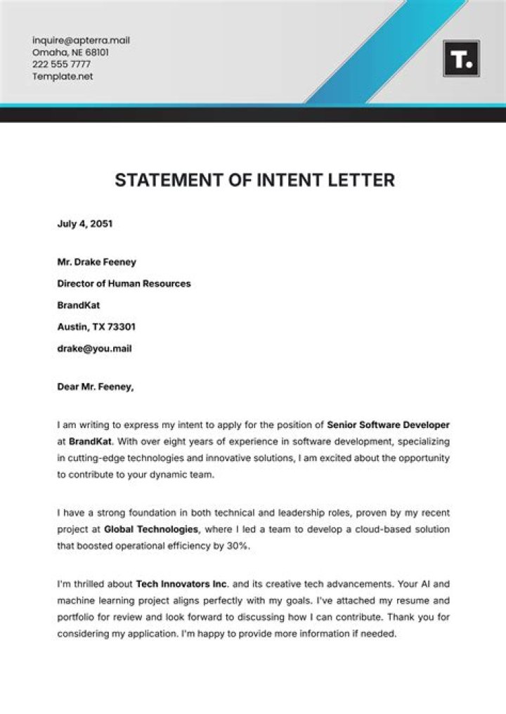 For statement of intent?