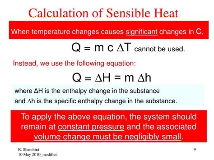 Formula for sensible heat?